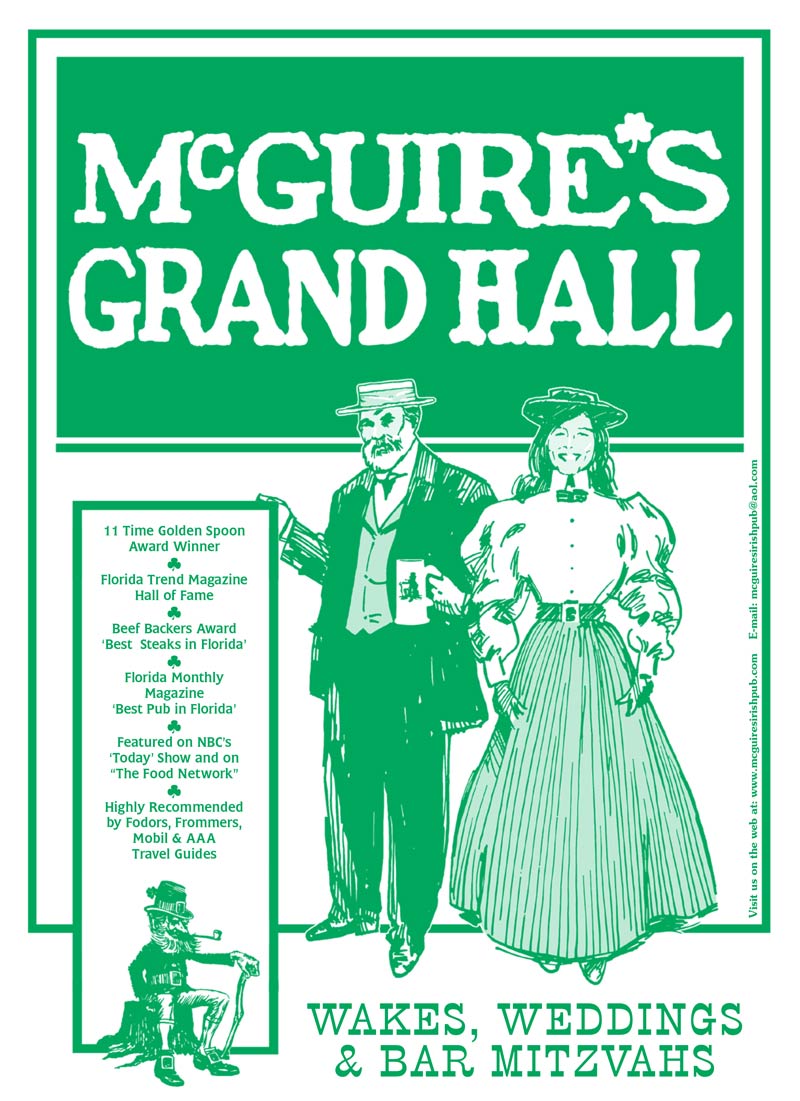 McGuire's Grand Hall Menu